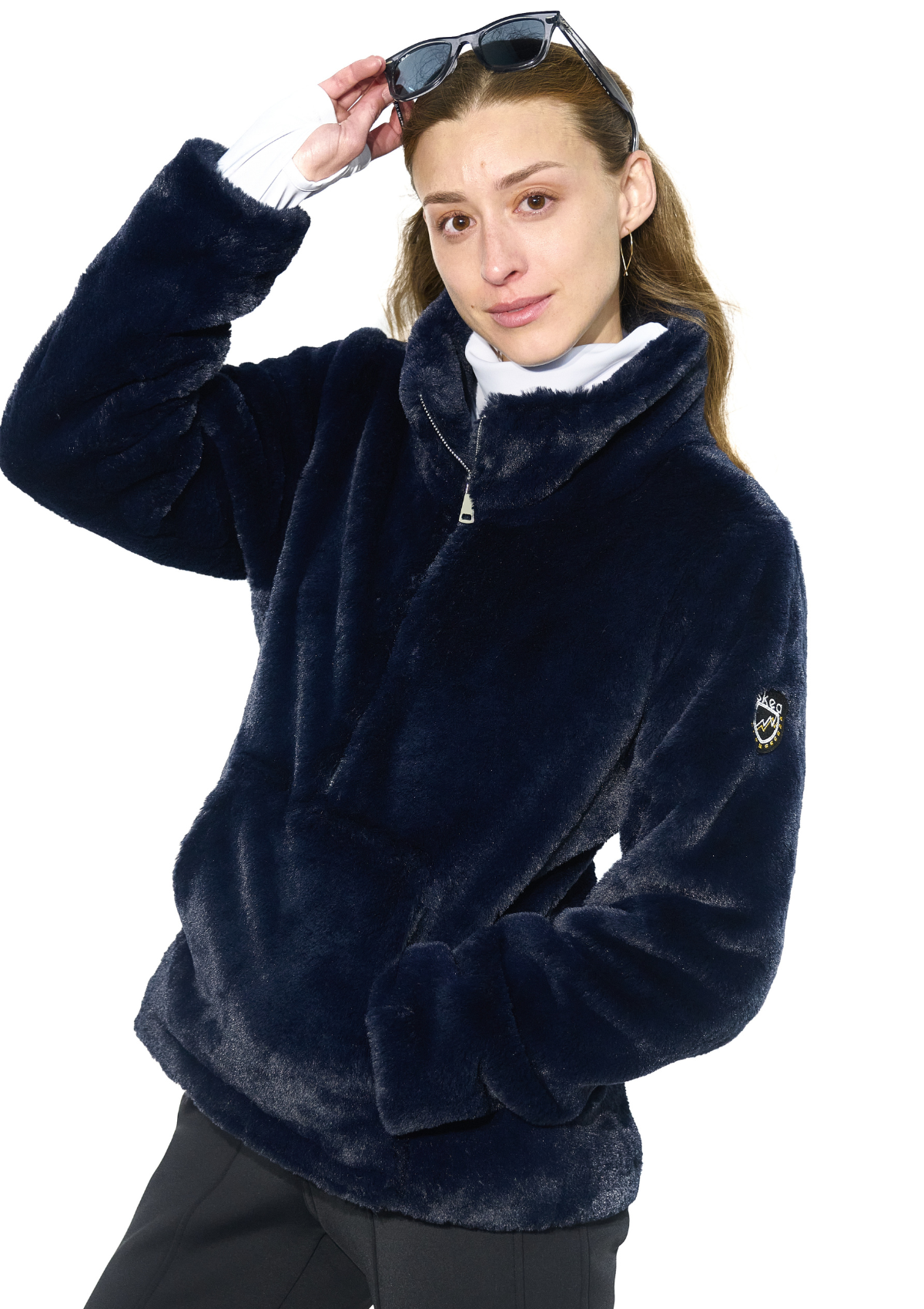 Jamie Women's Luxury Faux Fur Half Zip Après Ski Pullover