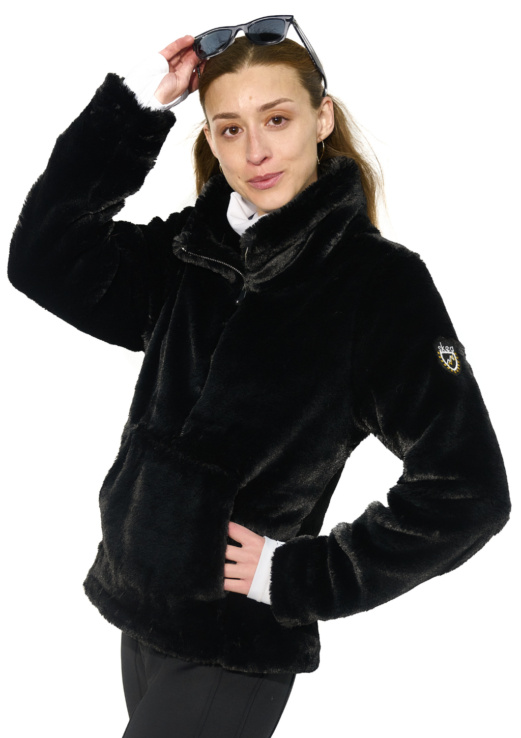 Jamie Women's Luxury Faux Fur Half Zip Après Ski Pullover